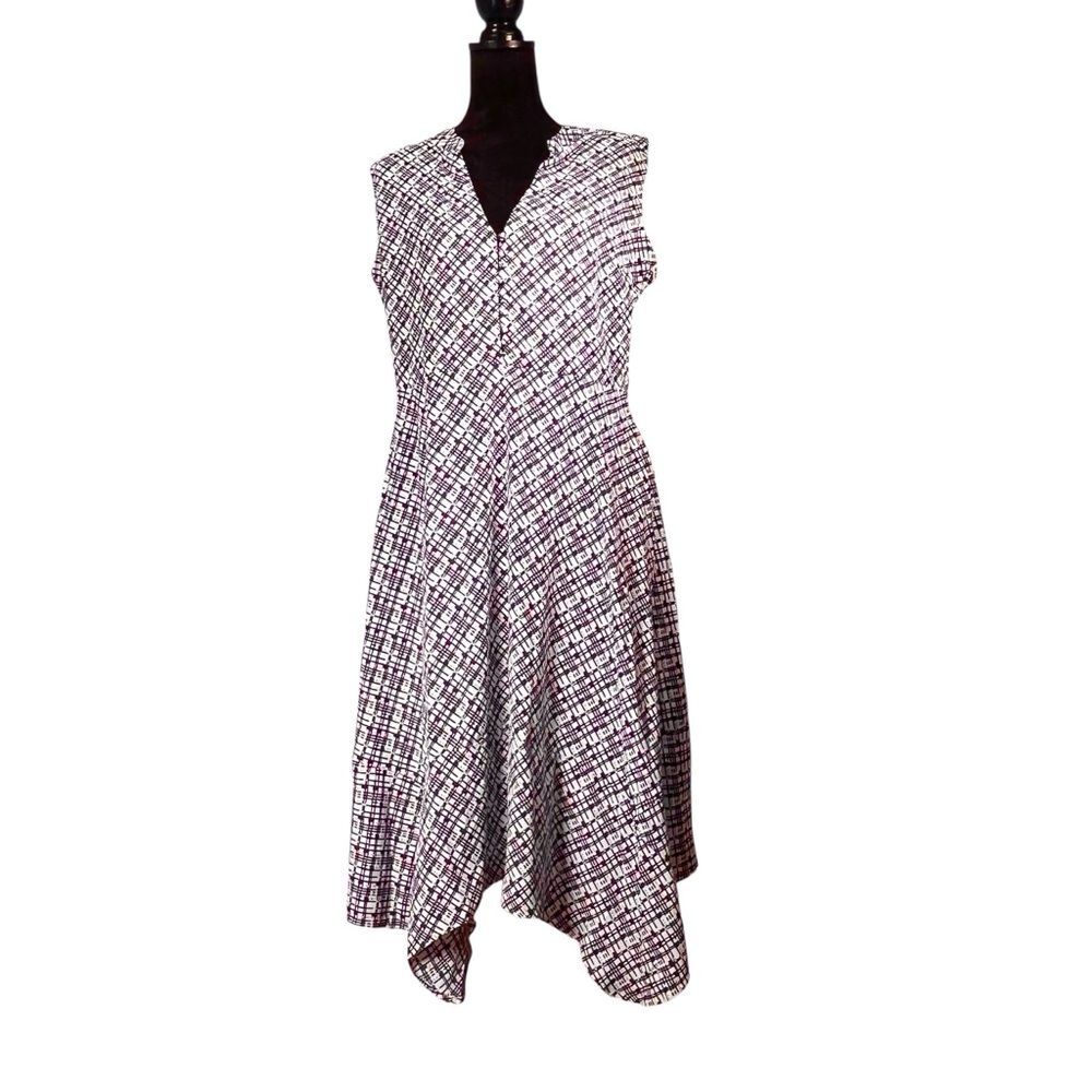 Coolibar Blue White Dress Sleeveless UPF 50+ Sun Protection Fit Flare Large